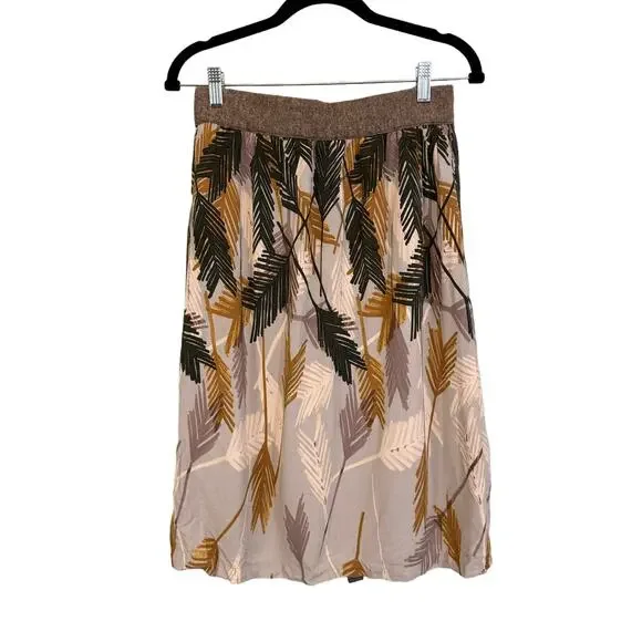 Anthropologie Edme & Esyllte Midi Skirt 2 Flurried Plumes Button Front Brown - Picture 2 of 10